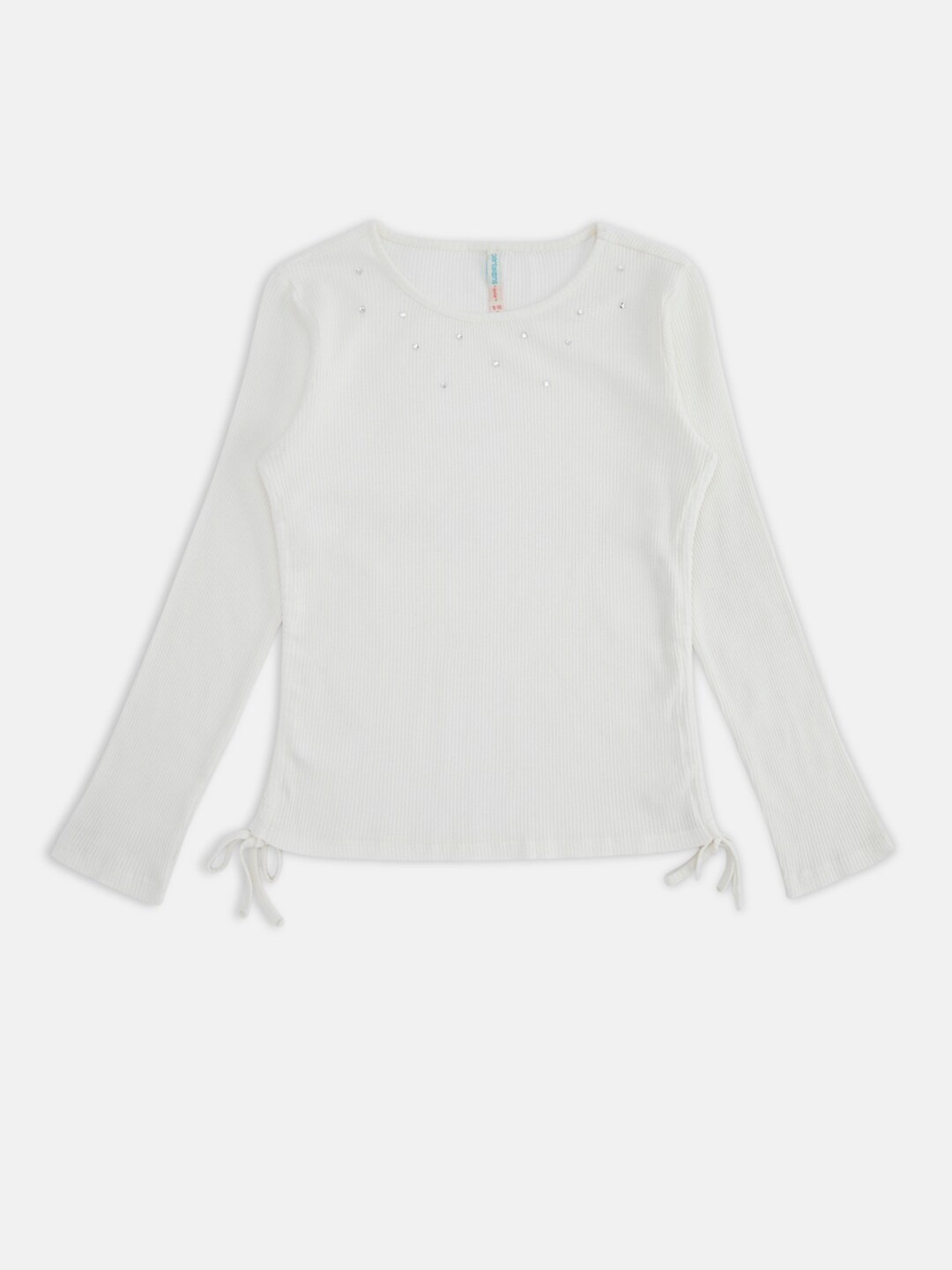 

Pantaloons Junior Girls Off White Solid Pure Cotton T-shirt