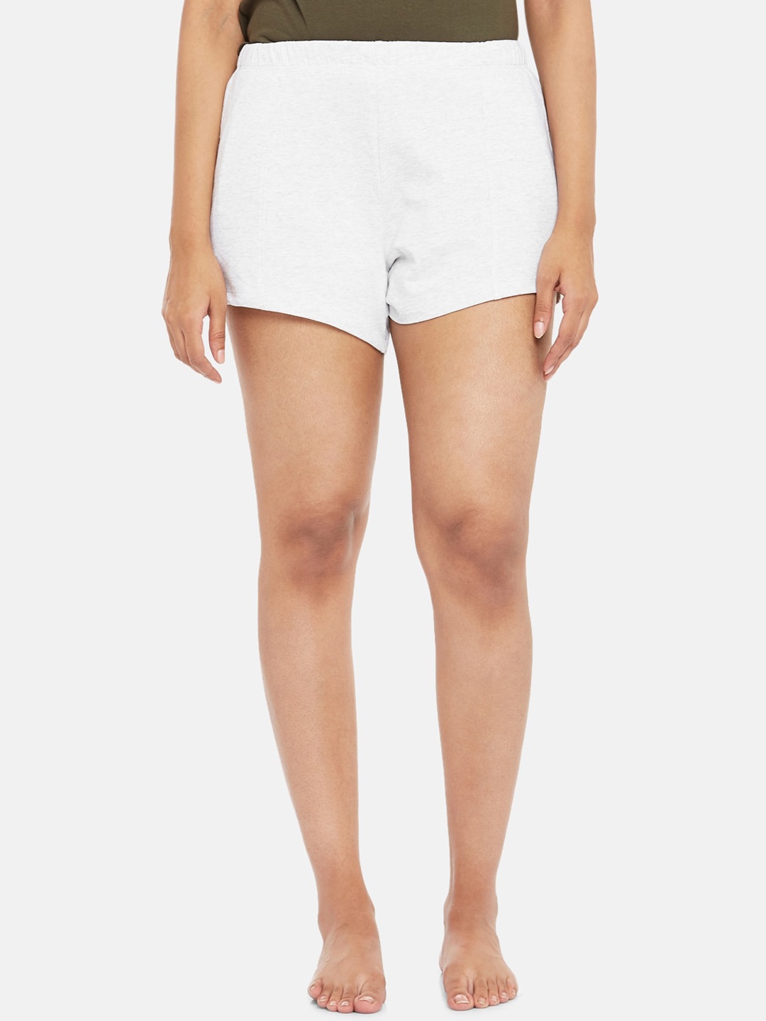 

Dreamz by Pantaloons Women Grey Pure Cotton Melange Lounge Shorts, Grey melange