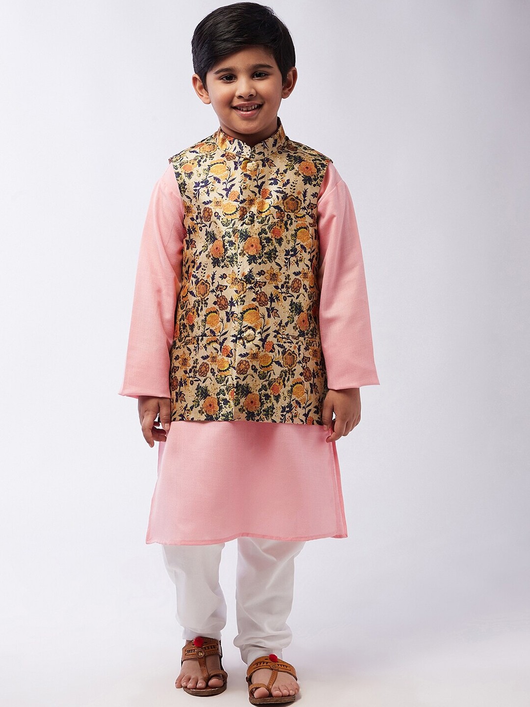 

SOJANYA Boys Pink Kurta with Pyjamas & Nehru Jacket