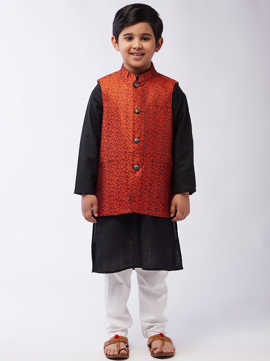 

SOJANYA Boys Black Kurta with Pyjamas & Nehru Jacket