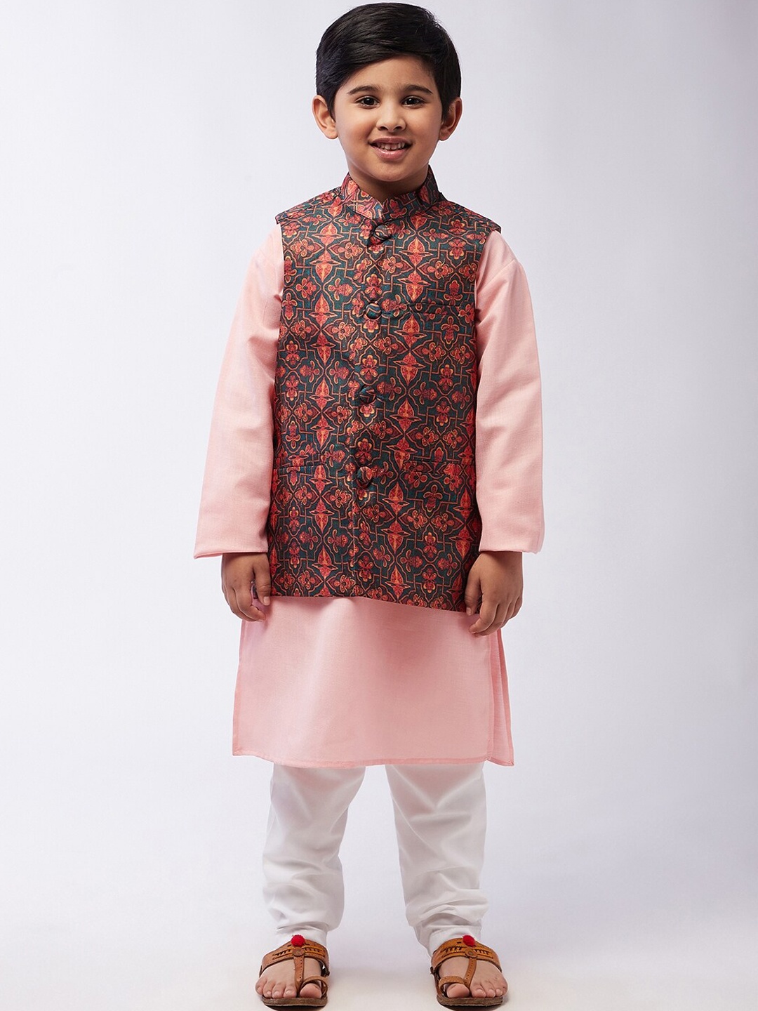

SOJANYA Boys Pink Kurta with Pyjamas & Nehru Jacket