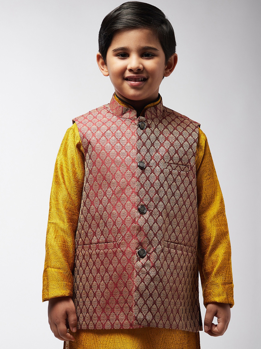 

SOJANYA Boys Maroon Woven Design Nehru Jacket
