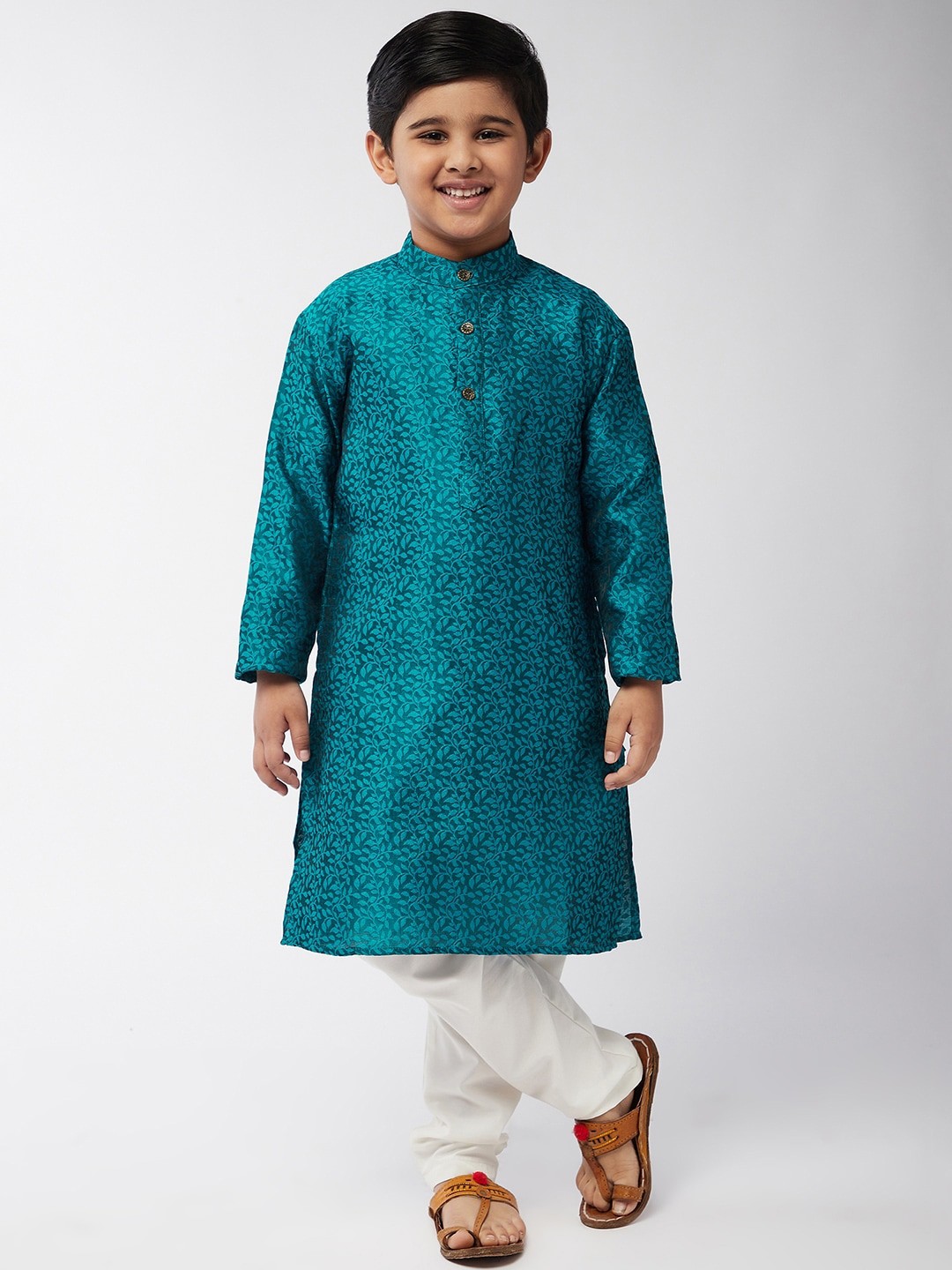 

SOJANYA Boys Turquoise Blue Ethnic Motifs Printed Kurta with Pyjamas
