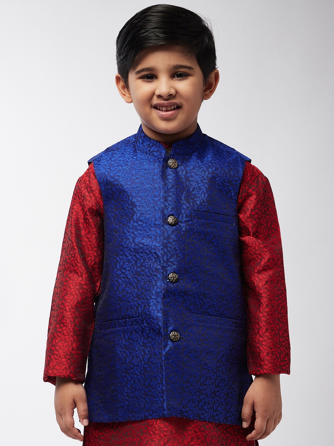 

SOJANYA Boys Blue Woven Design Nehru Jacket