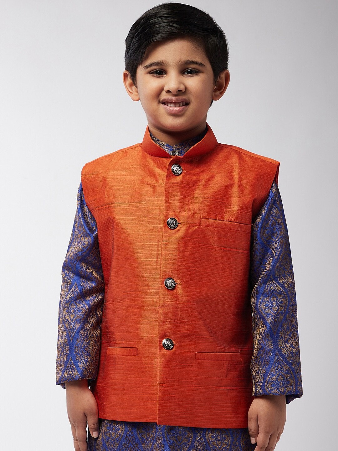 

SOJANYA Boys Orange Solid Woven Nehru Jacket