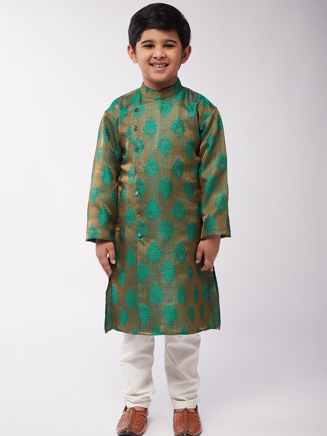 

SOJANYA Boys Green Printed Kurta with Pyjamas