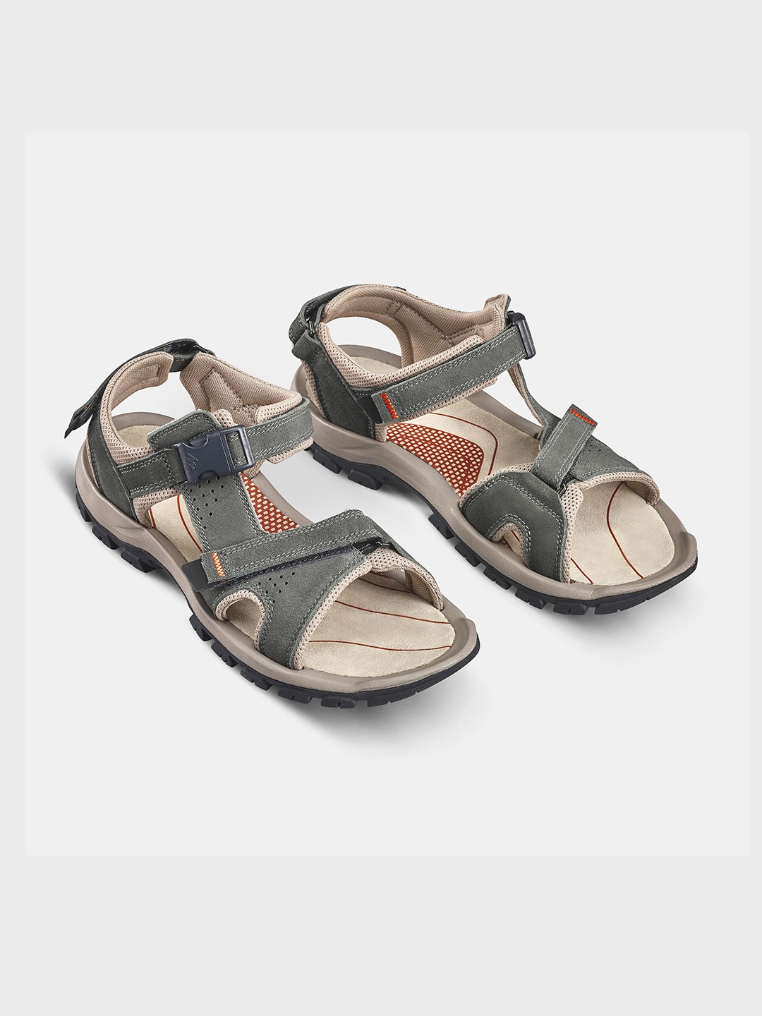 

Quechua By Decathlon Men Grey Leather Hiking Sandals