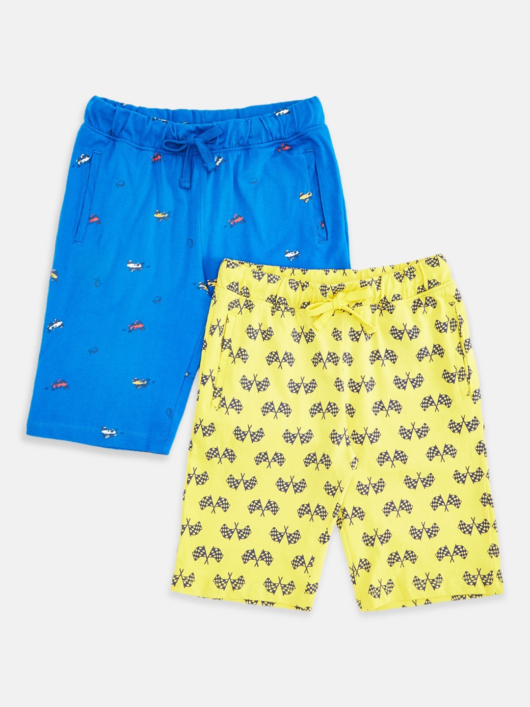 

Pantaloons Junior Boys Pack Of 2 Pure Cotton Shorts, Blue