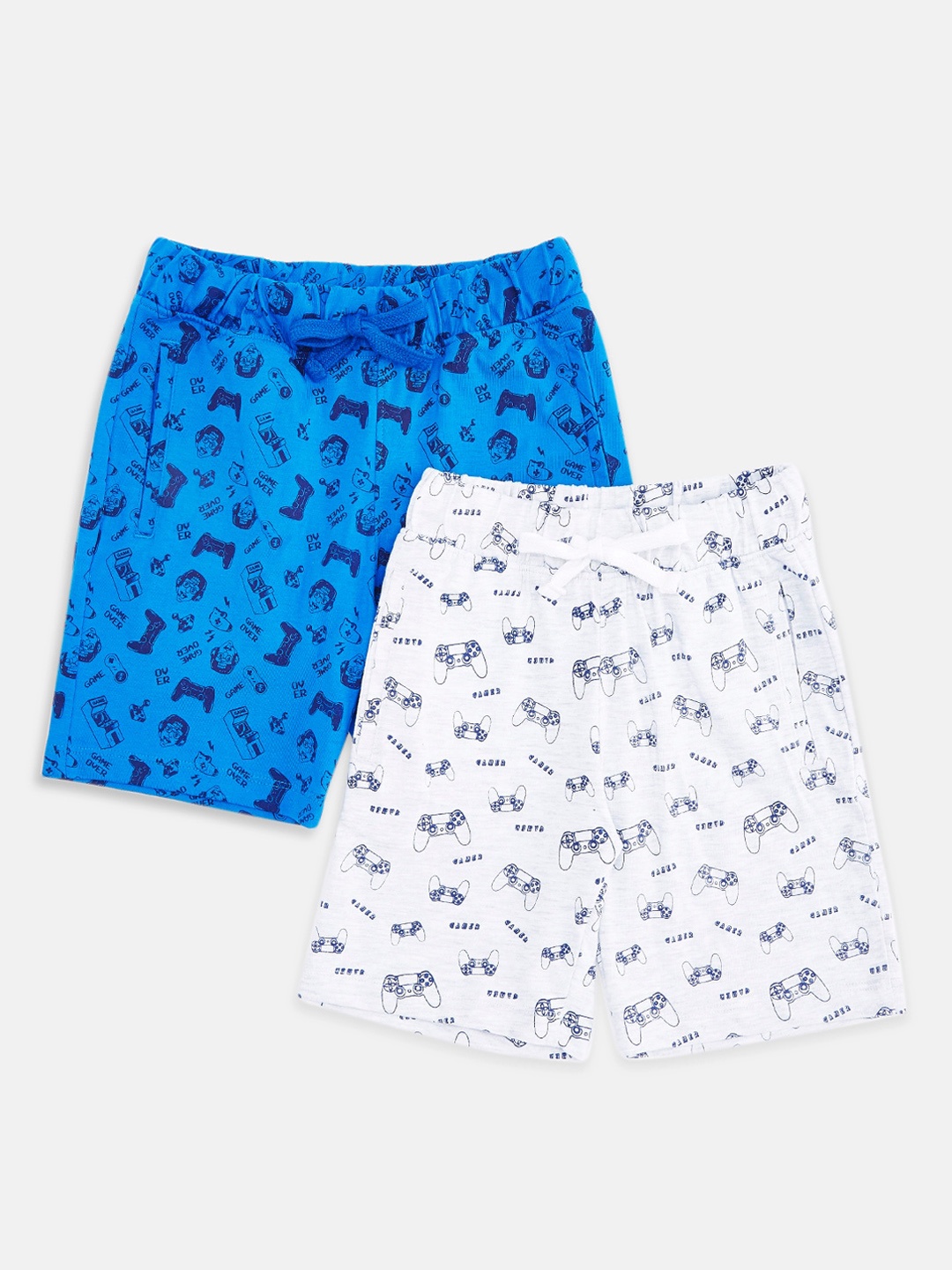 

Pantaloons Junior Boys Pack Of 2 Blue & White Printed Cotton Shorts