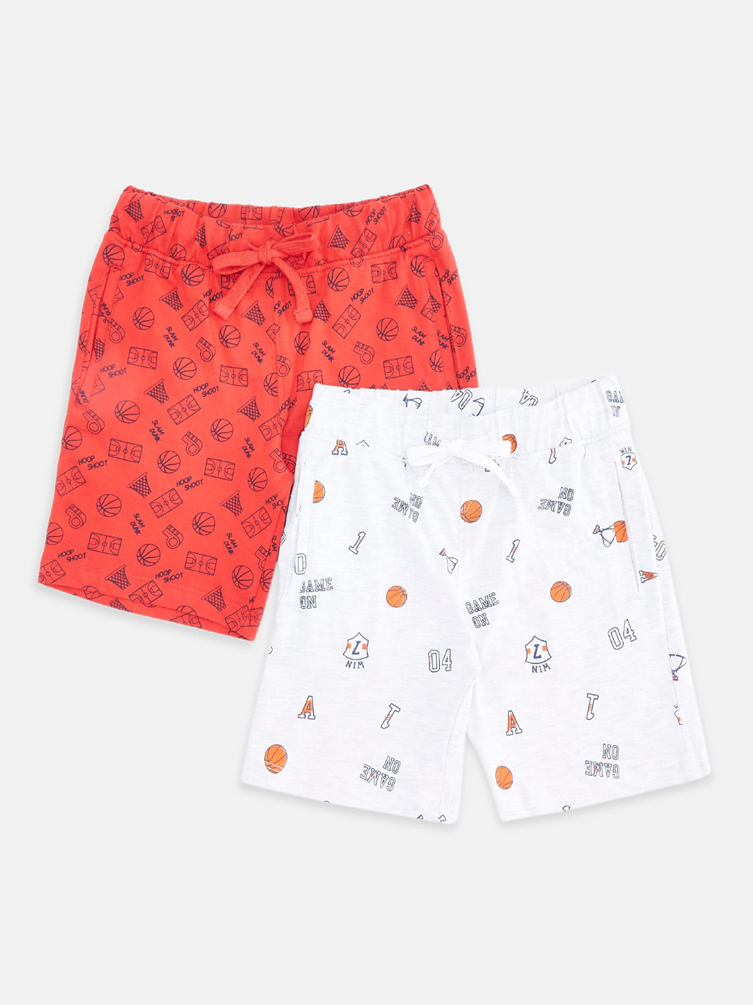 

Pantaloons Junior Boys Pack Of 2 Red & White Printed Cotton Shorts
