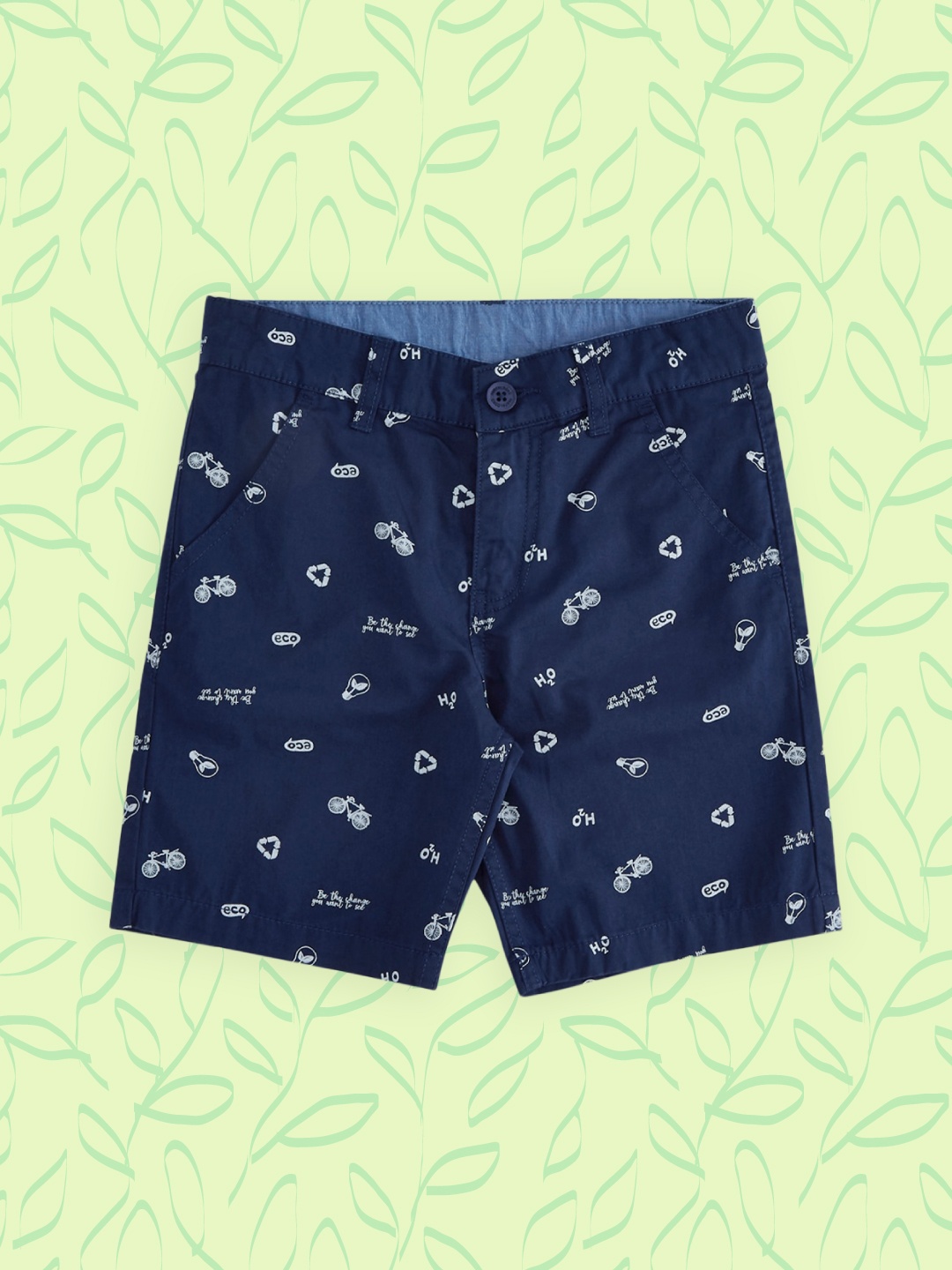 

Pantaloons Junior Boys Navy Blue Typography Printed Pure Cotton Shorts