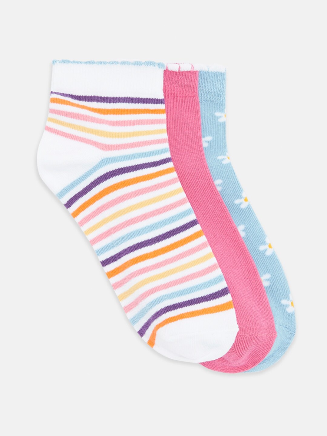 

Pantaloons Junior Girls Pack of 3 Assorted Patterned Ankle Length Socks