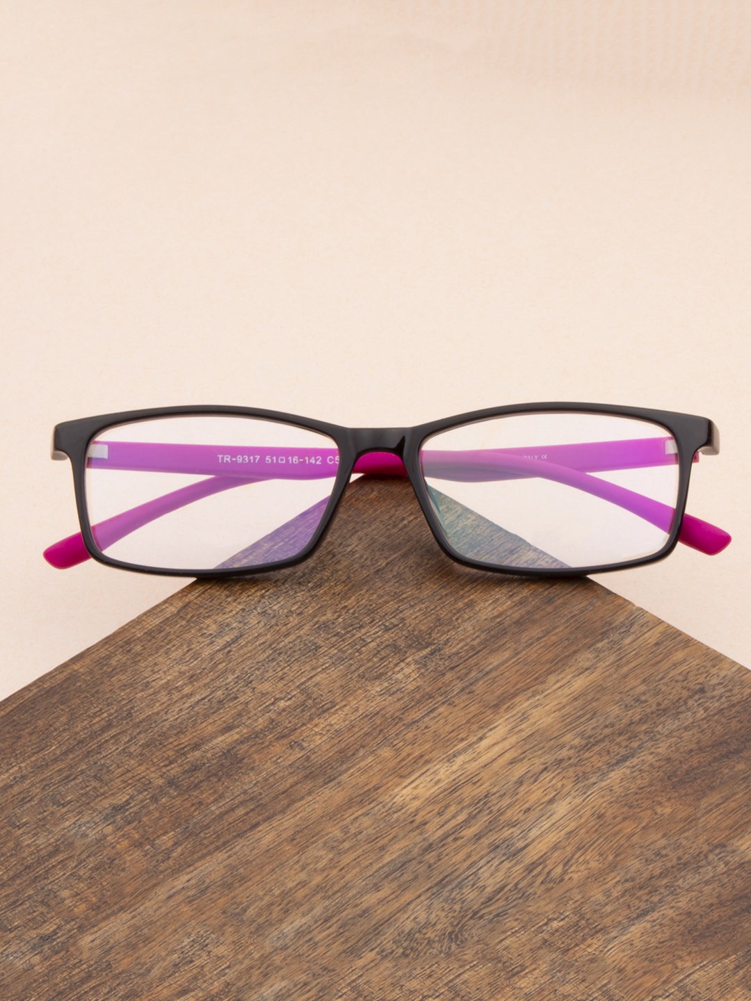 

Ted Smith Unisex Black & Magenta Full Rim Wayfarer Frames Eyeglasses