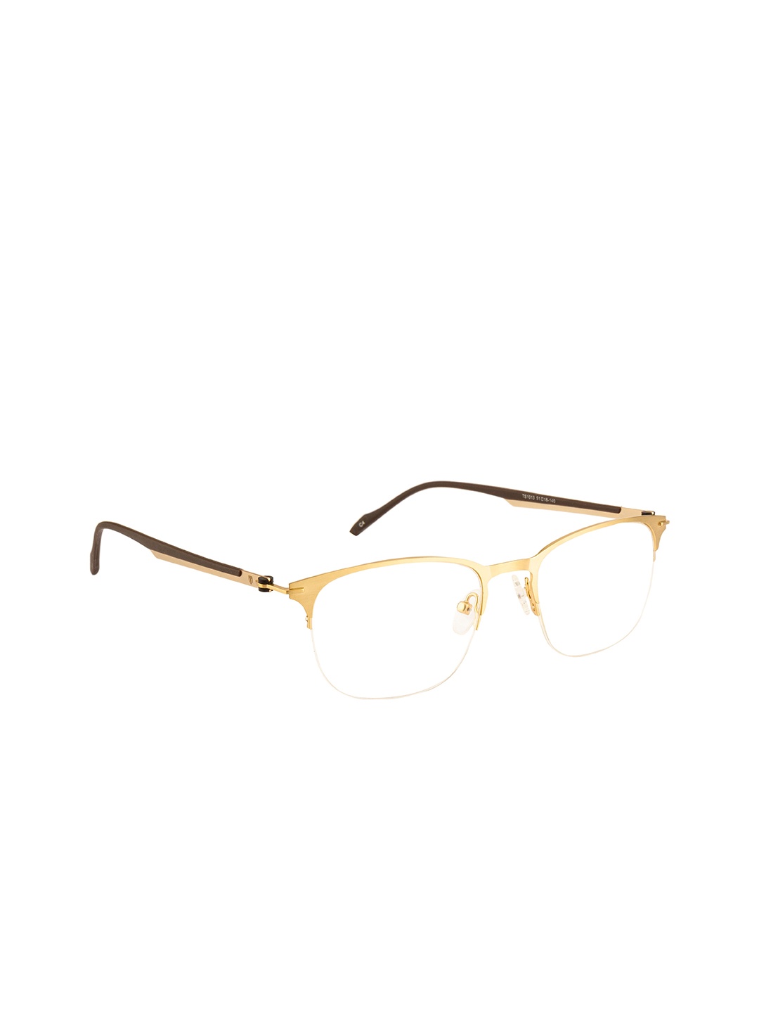 

Ted Smith Unisex Gold-Toned & Brown Half Rim Wayfarer Frames C4-Gold