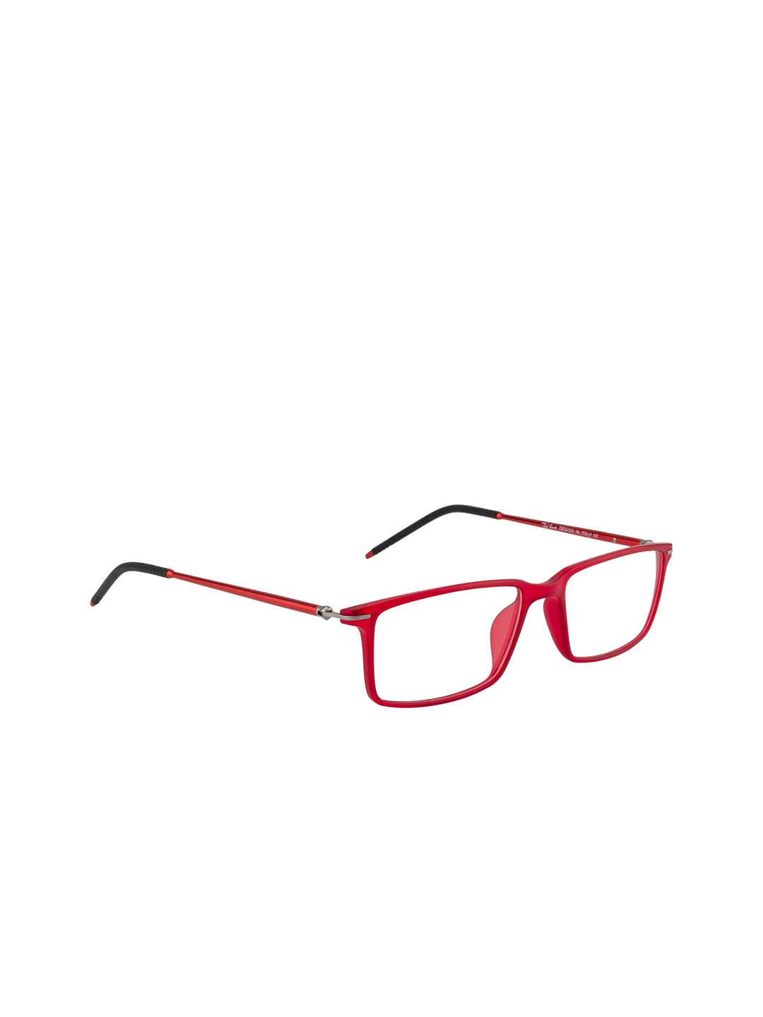 

Ted Smith Unisex Transparent & Red Full Rim Wayfarer Frames