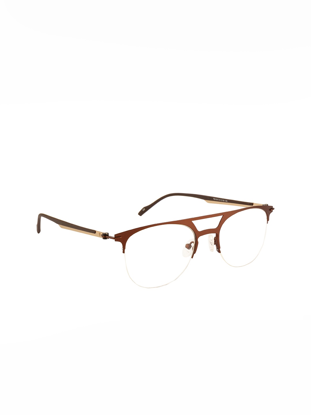 

Ted Smith Unisex Brown & Gold-Toned Half Rim Aviator Frames Eyeglasses