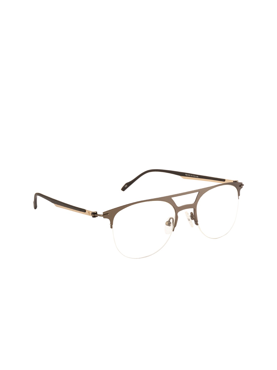 

Ted Smith Unisex Grey & Gunmetal-Toned Half Rim Aviator Frames Eyeglasses