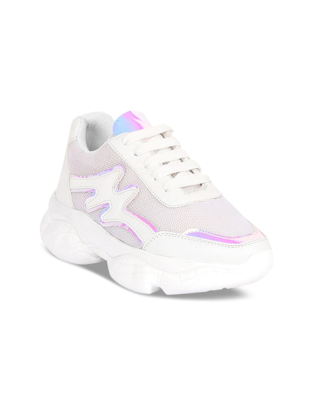 

HASTEN Women White Woven Design Sneakers