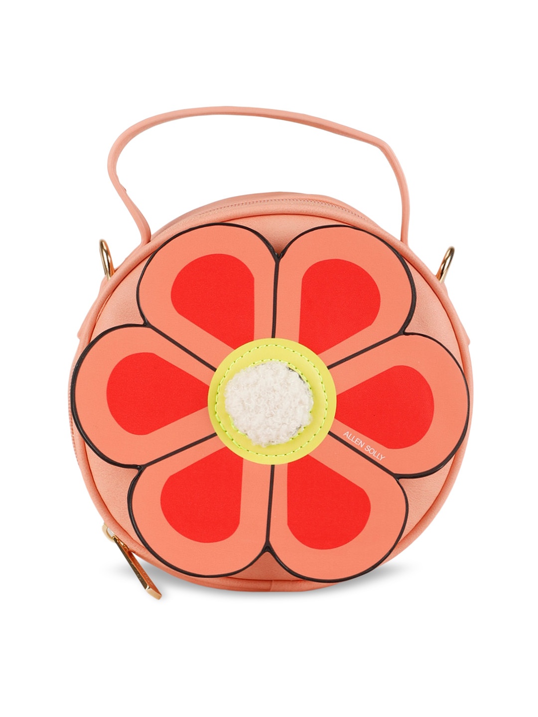 

Allen Solly Junior Peach-Coloured Floral Printed PU Swagger Handheld Bag with Applique