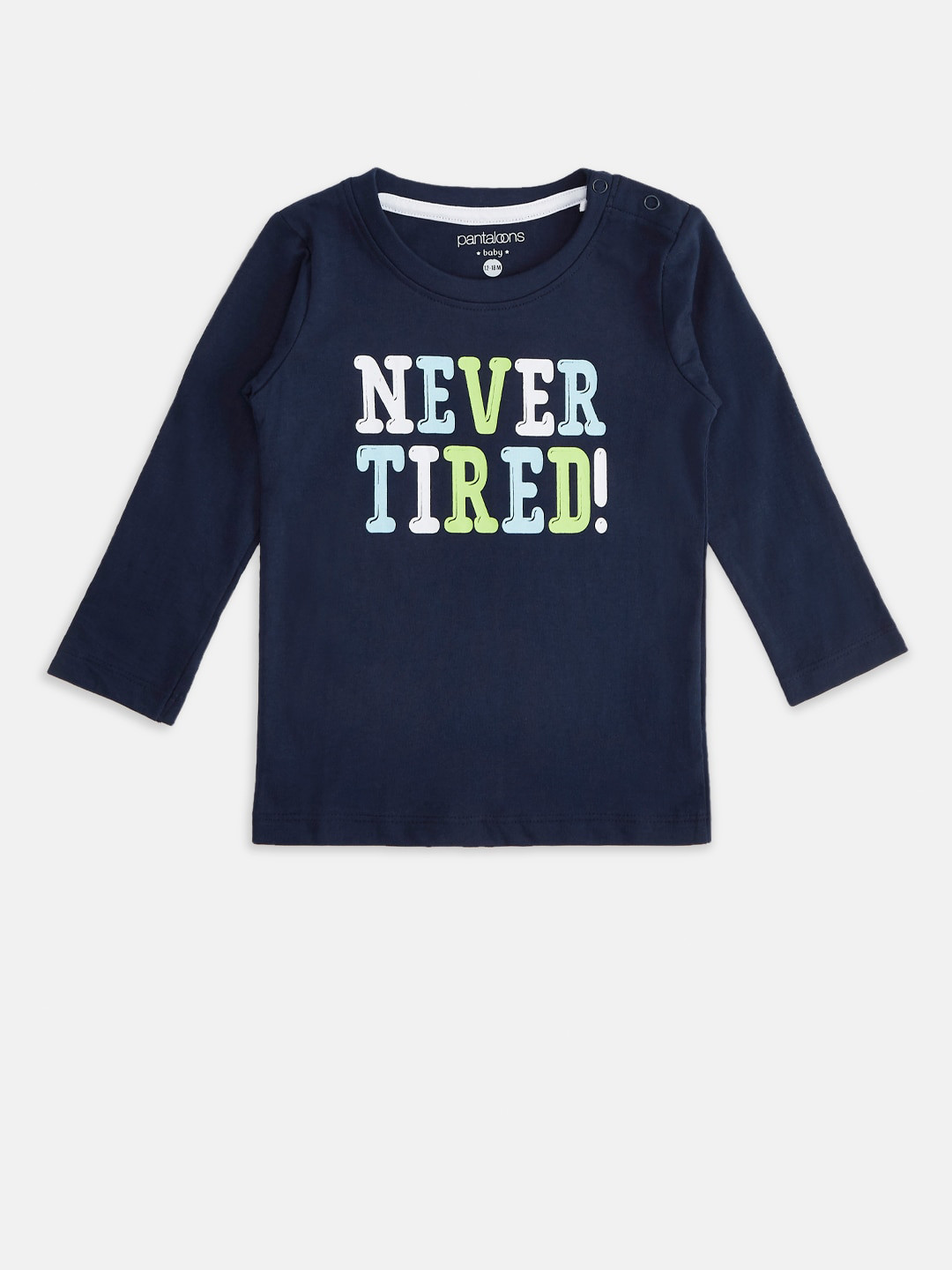 

Pantaloons Baby Boys Navy Blue Typography Printed Applique T-shirt