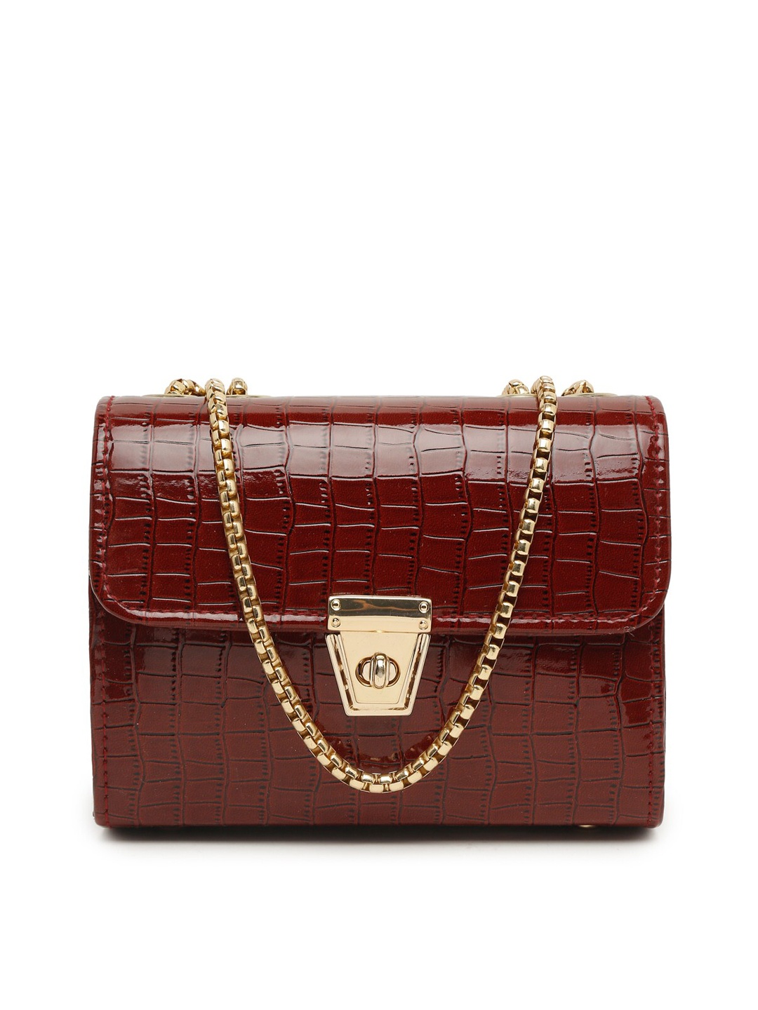 

FARGO Maroon Textured Structured Handheld Bag