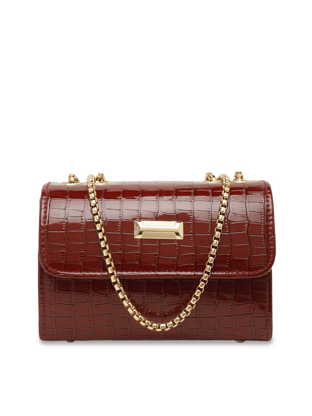 

FARGO Maroon Animal Textured Structured Sling Bag