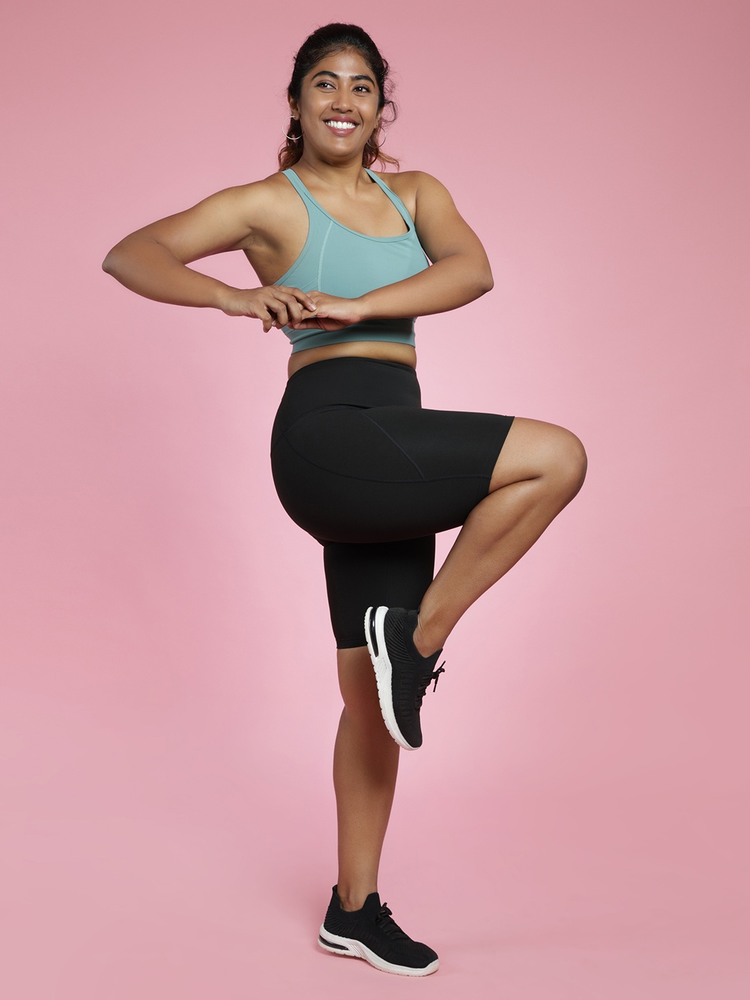 

Blissclub Women Black High Waisted Cycling Shorts with Pockets