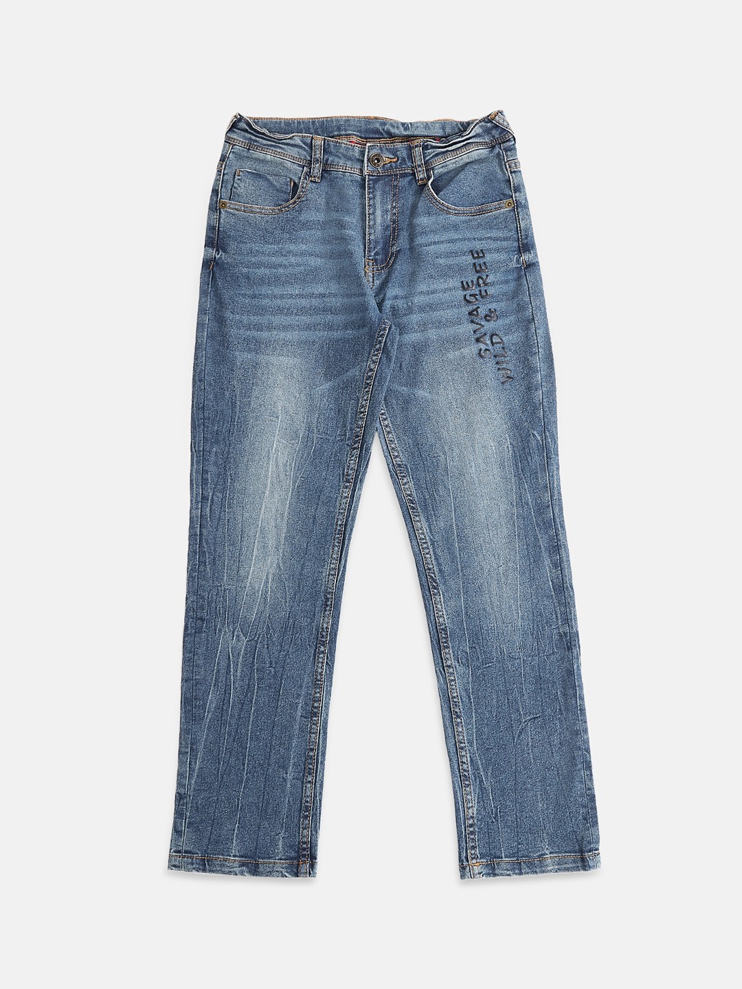 

Pantaloons Junior Boys Blue Tapered Fit Light Fade Stretchable Jeans