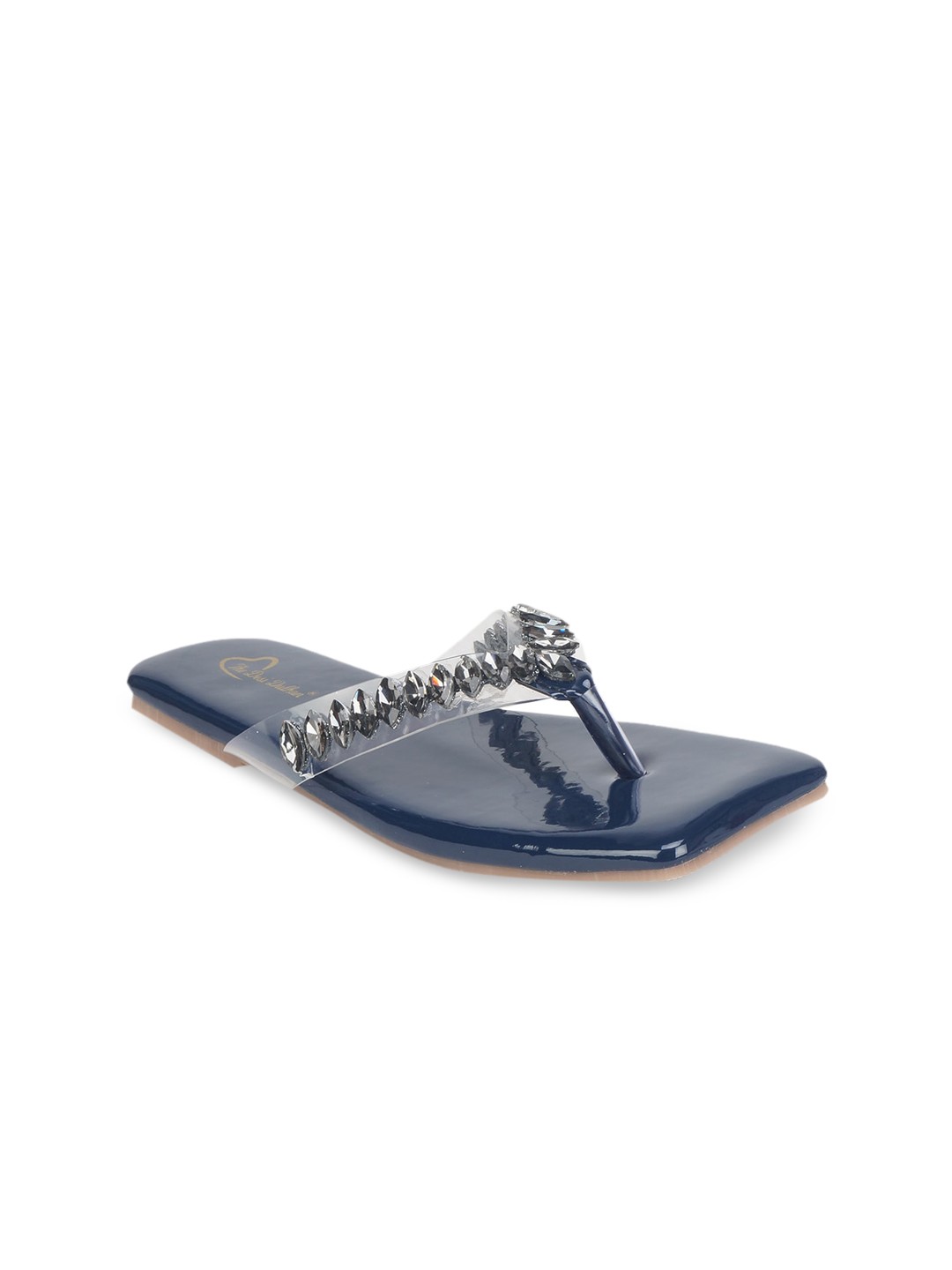 

The Desi Dulhan Women Blue Embellished Open Toe Flats