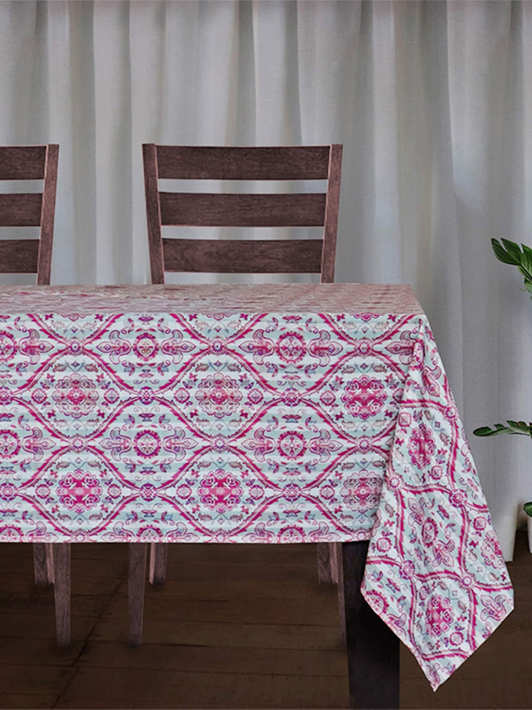 

ZEBA Green & Pink Ethnic Motifs Printed Rectangular Table Cover