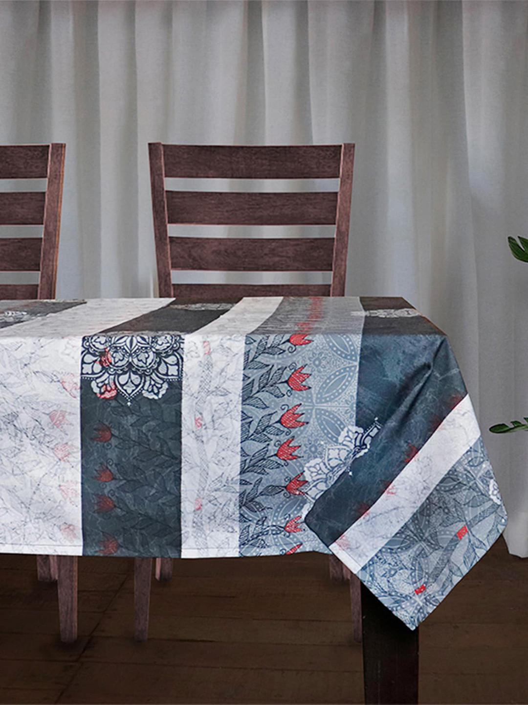 

ZEBA Multicolour Abstract Floral Table Cover, Multi