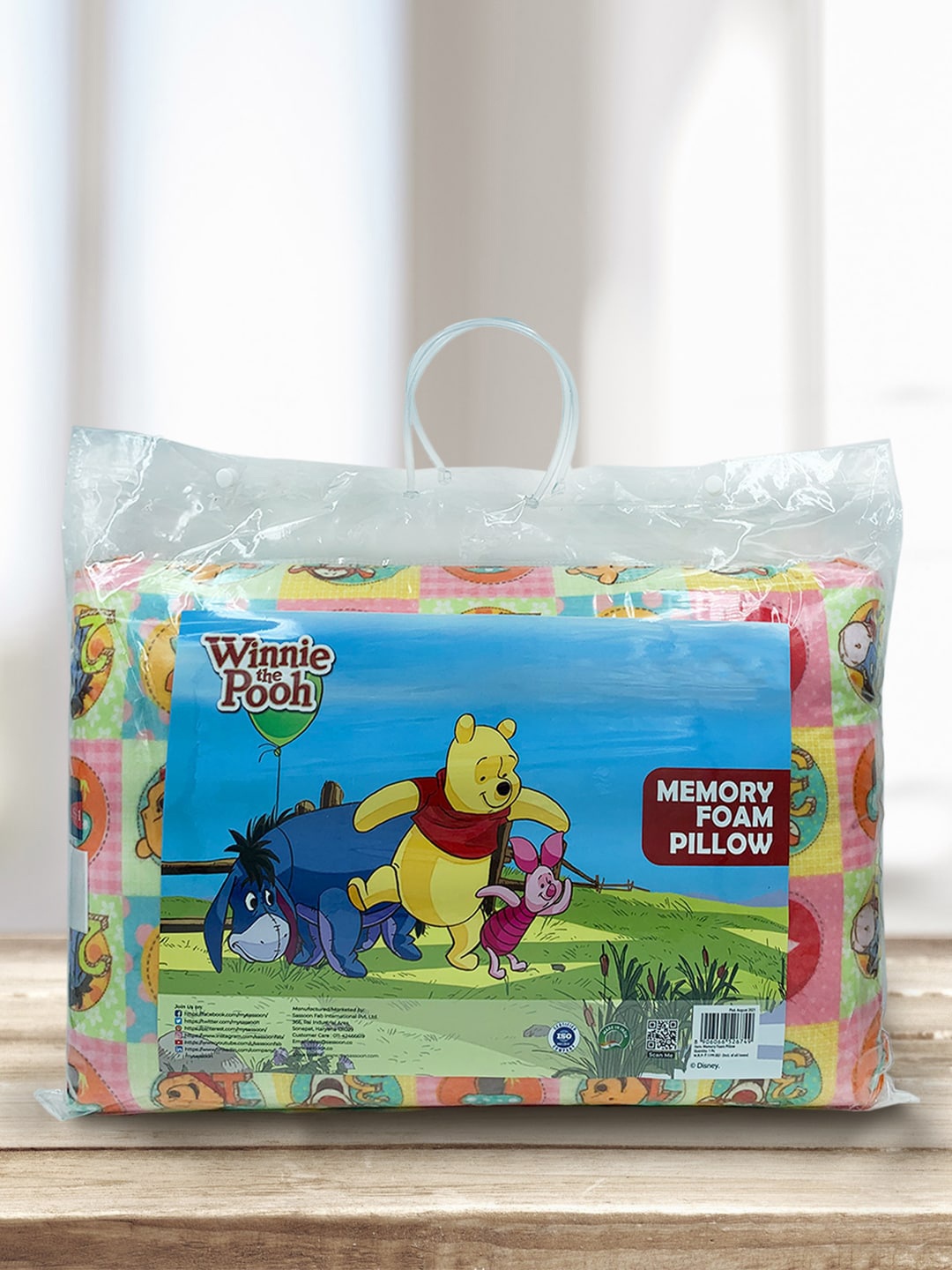

YK Kids Yellow & Multicoloured Winnie The Pooh Printed Memory Foam FIlled Pillow