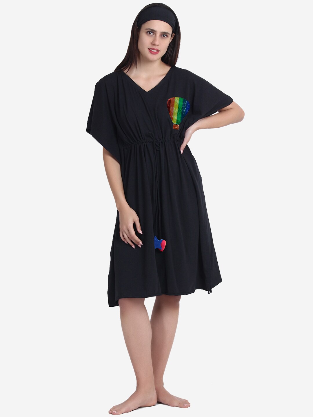 

Anaario Black Pure Cotton Kaftan Nightdress