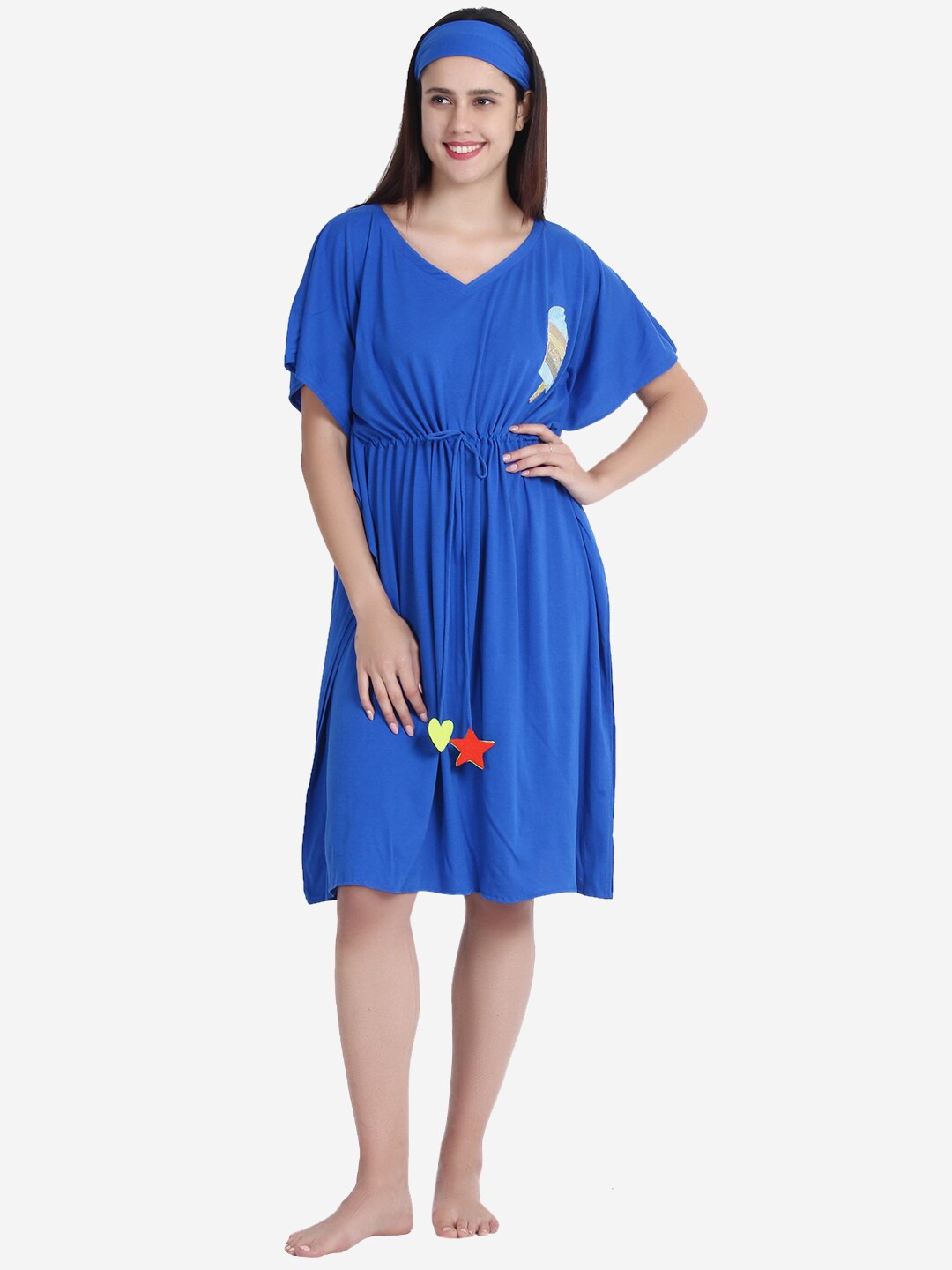 

Anaario Blue Solid Kaftan Nightdress