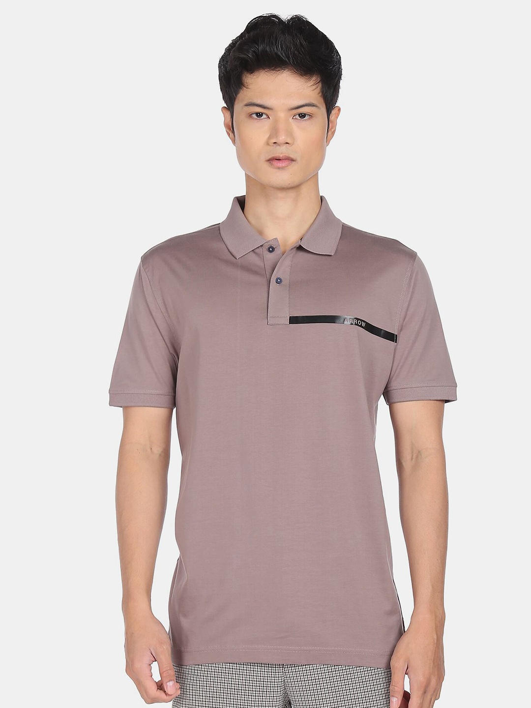 

Arrow New York Men Mauve Polo Collar Pure Cotton T-shirt