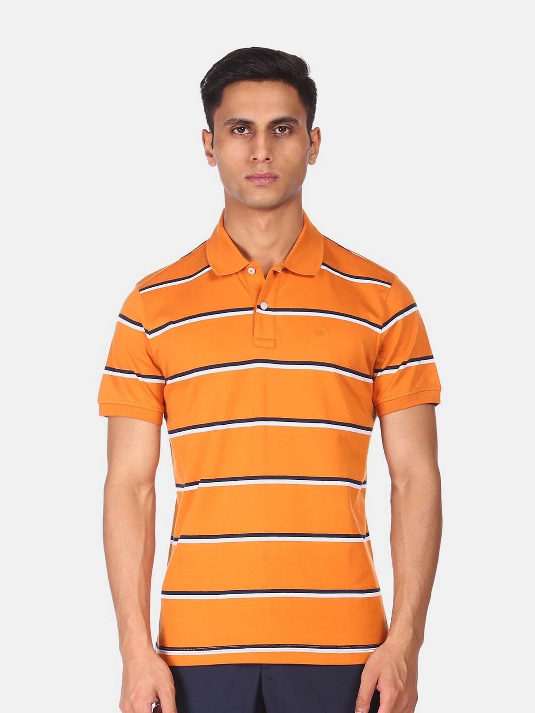 

Arrow Sport Men Yellow Striped Polo Collar T-shirt
