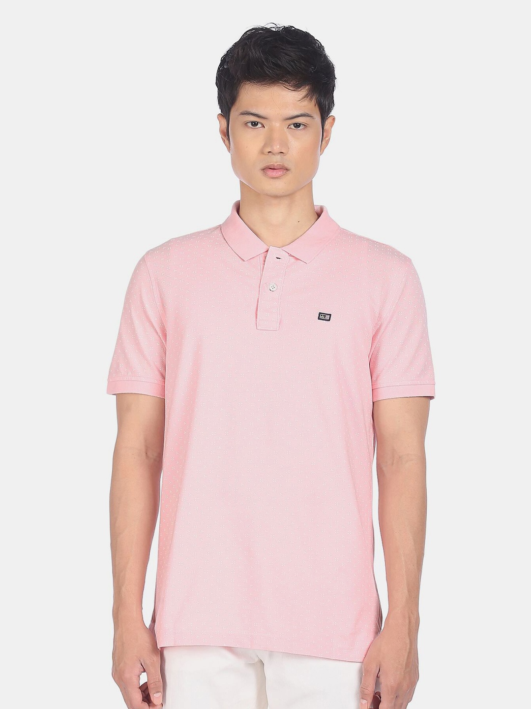 

Arrow Sport Men Pink Floral Printed Polo Collar T-shirt