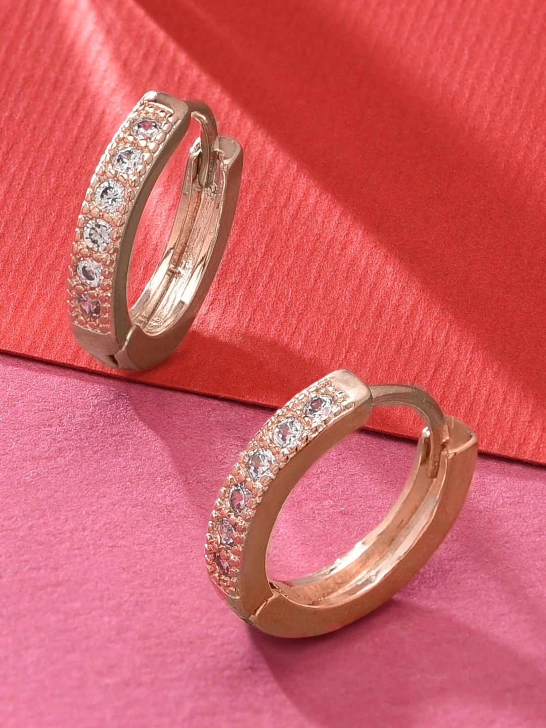 

AMI Rose Gold Contemporary Half Hoop Earrings