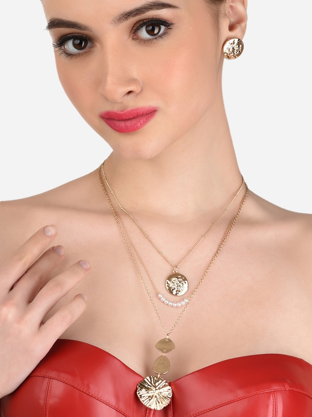 

AMI Gold-Toned & Gold-Plated Layered Jewellery Set