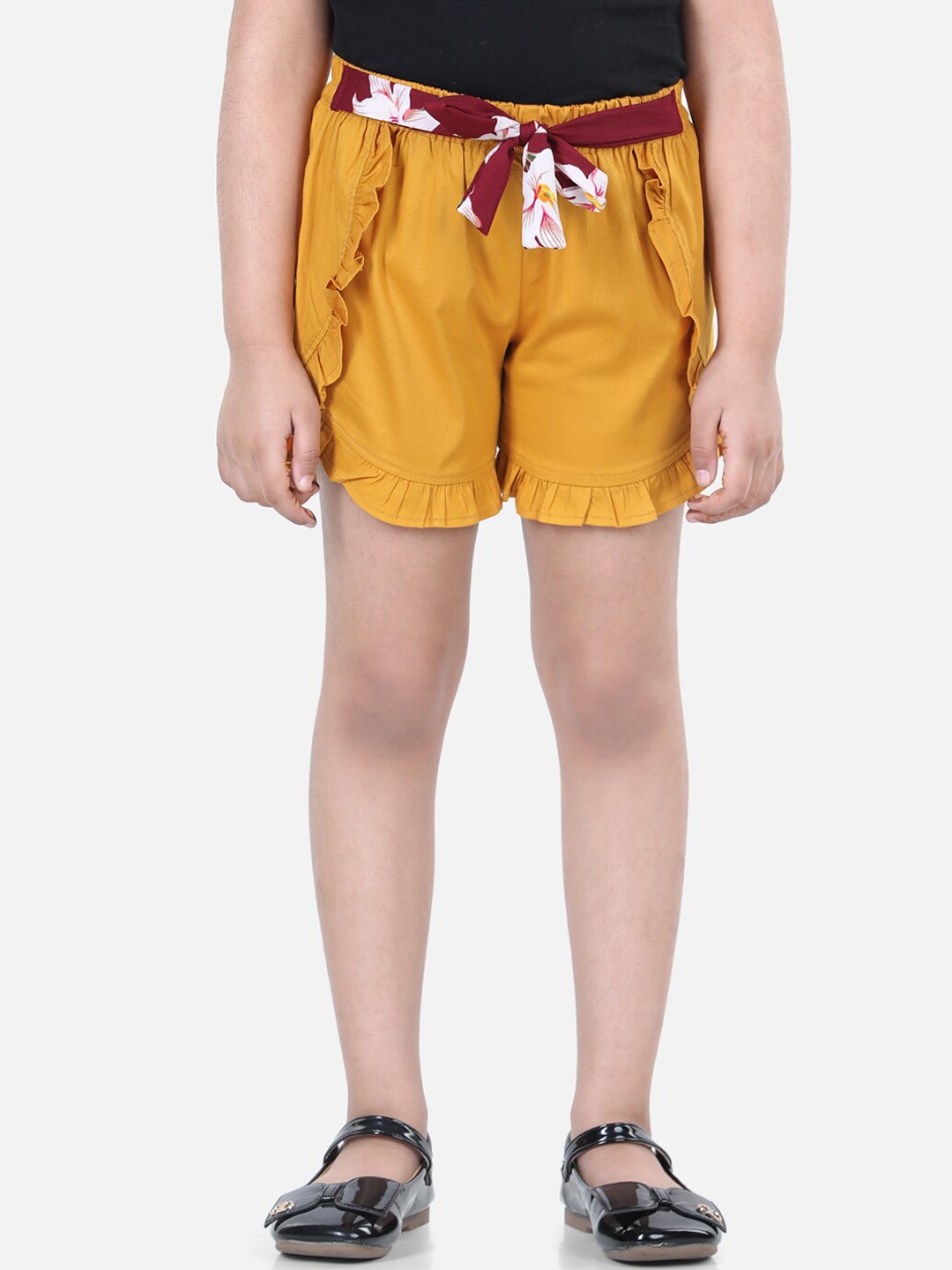 

Cutiekins Girls Mustard Yellow Cotton Shorts