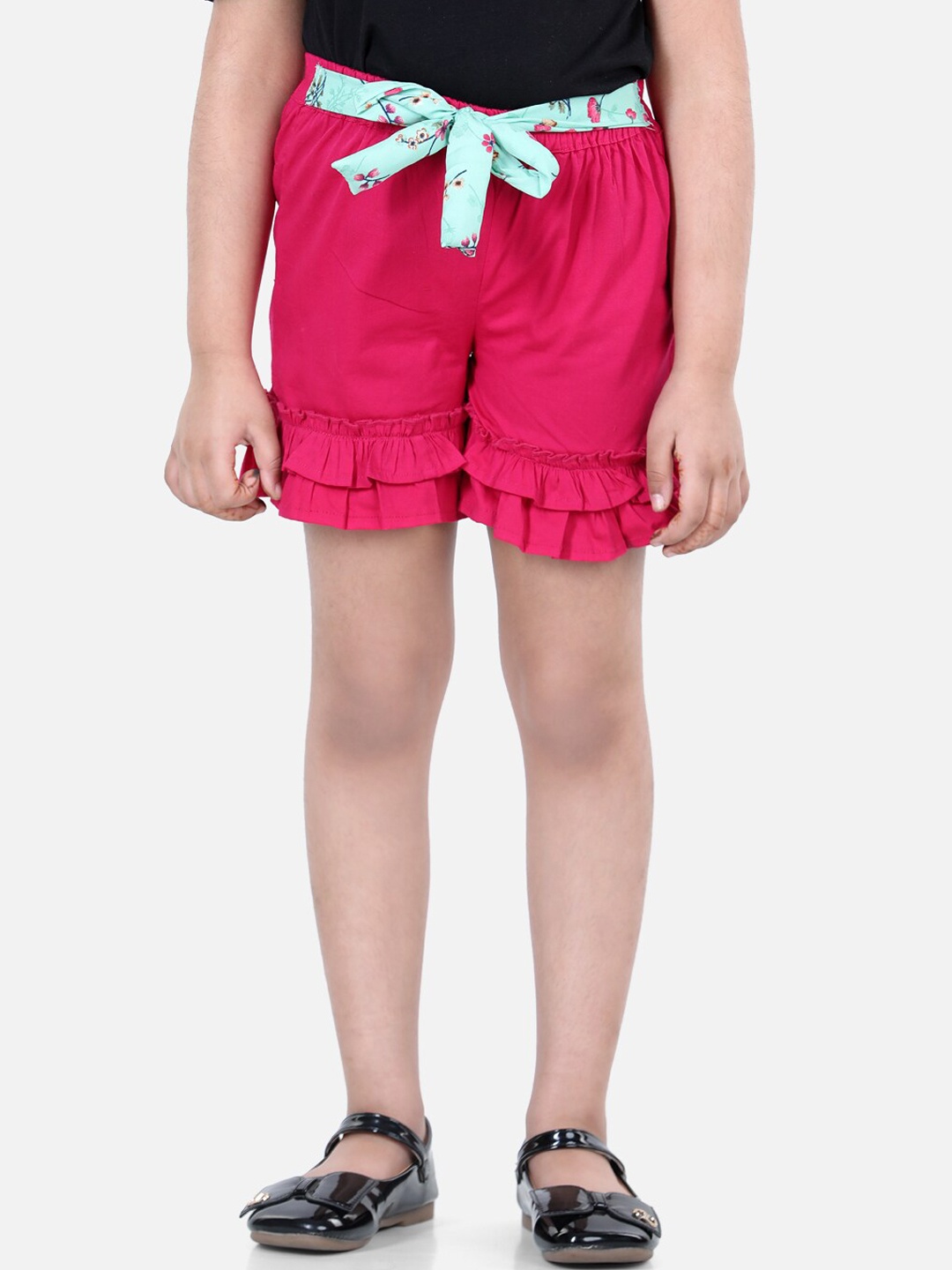 

Cutiekins Girls Pink Solid Cotton Shorts