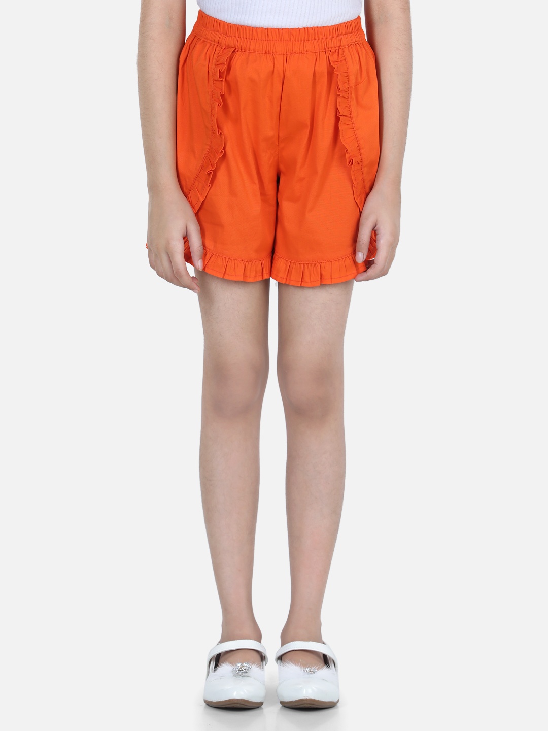 

Cutiekins Girls Orange Regular Fit Cotton Shorts