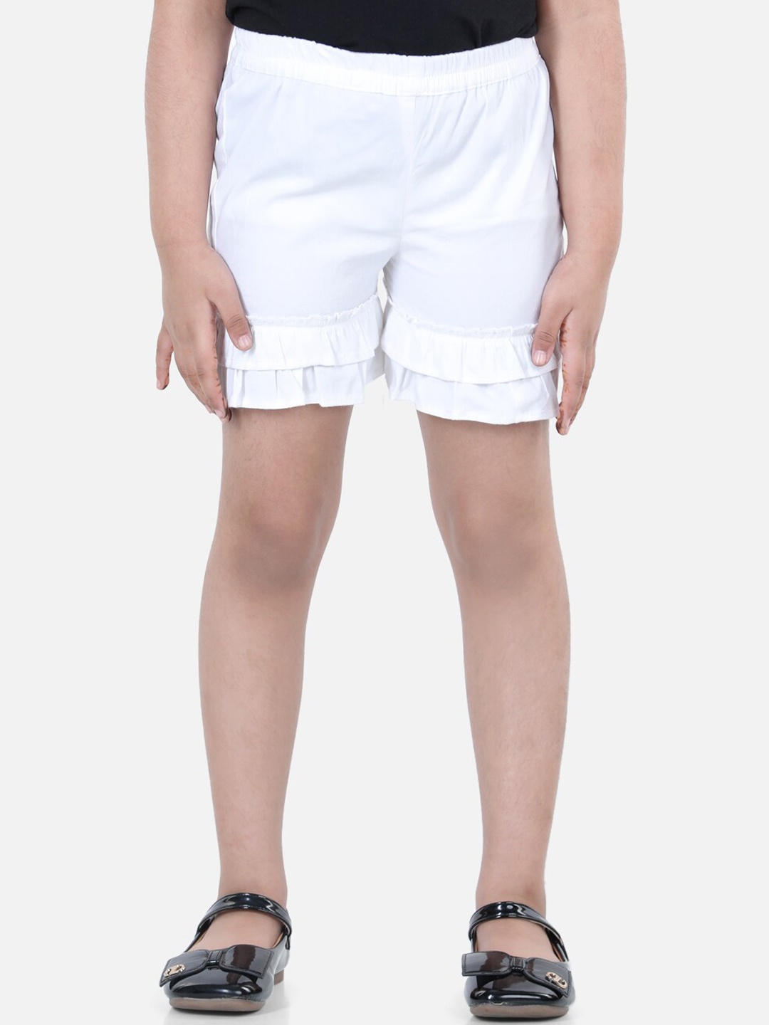 

Cutiekins Girls White Ruffled Shorts