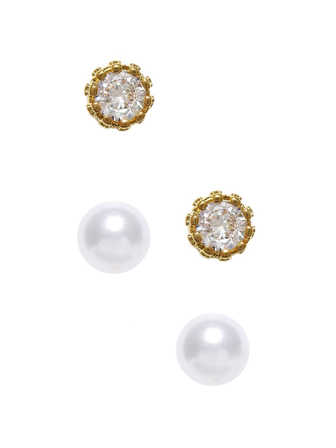 

OOMPH Set Of 2 Gold-Toned Stud Earrings