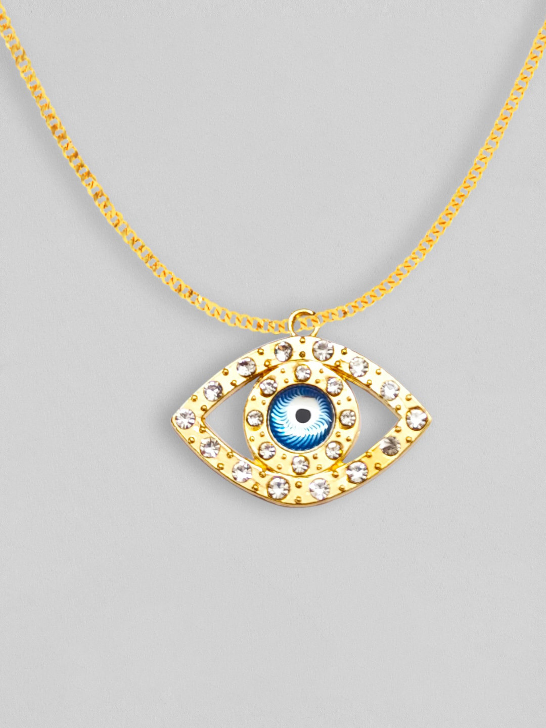 

OOMPH Gold-Toned White Stone-Studded Pendant With Chain