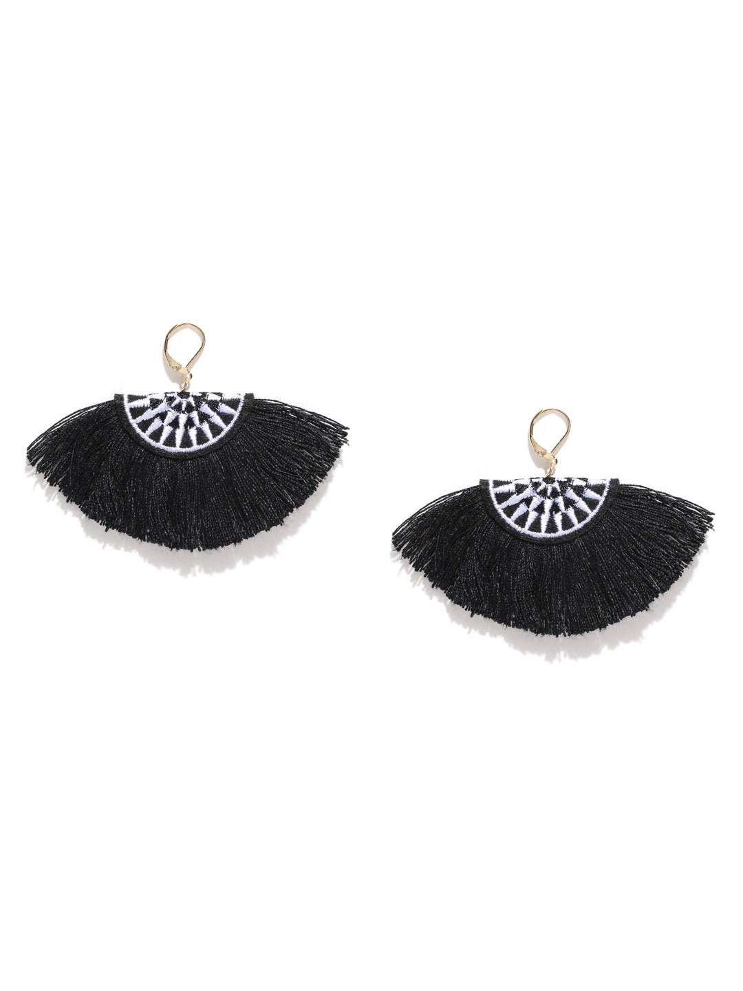 

OOMPH Black & White Contemporary Tassel Drop Earrings
