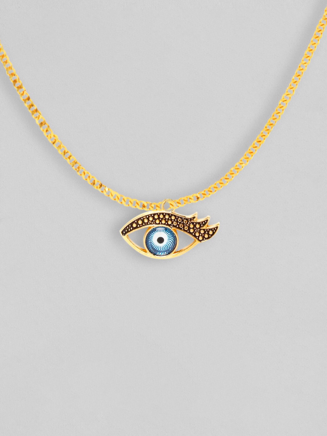 

OOMPH Gold-Toned White Stone-Studded Pendant With Chain