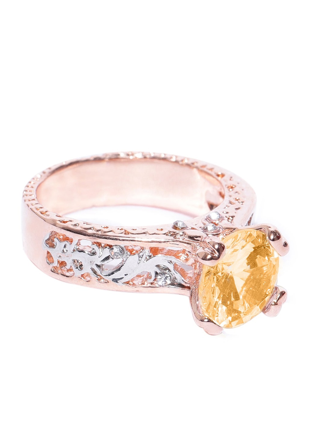 

OOMPH Women Gold-Toned & White CZ-Studded Finger Rings
