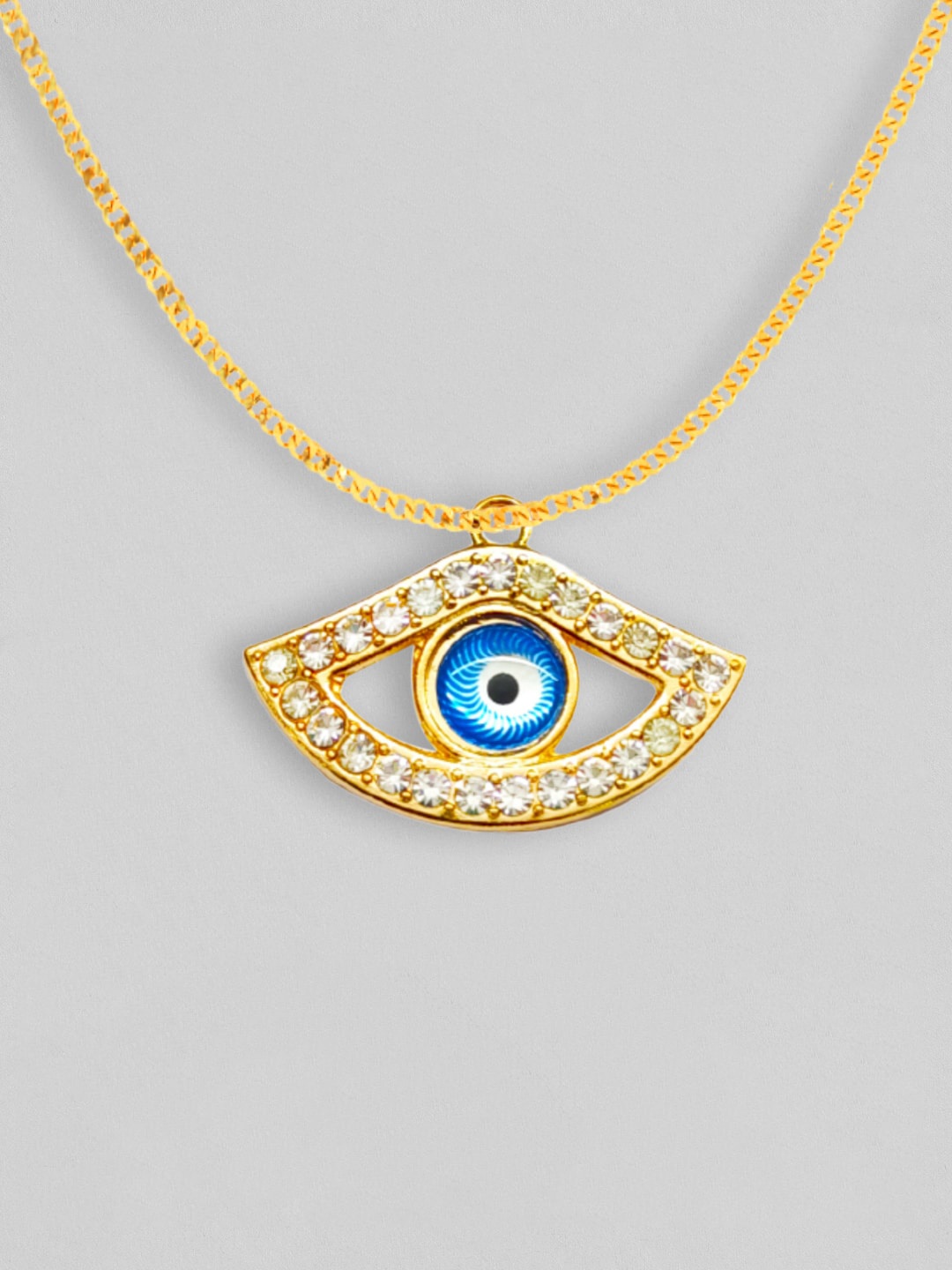 

OOMPH Gold-Toned White Stone-Studded Pendant With Chain