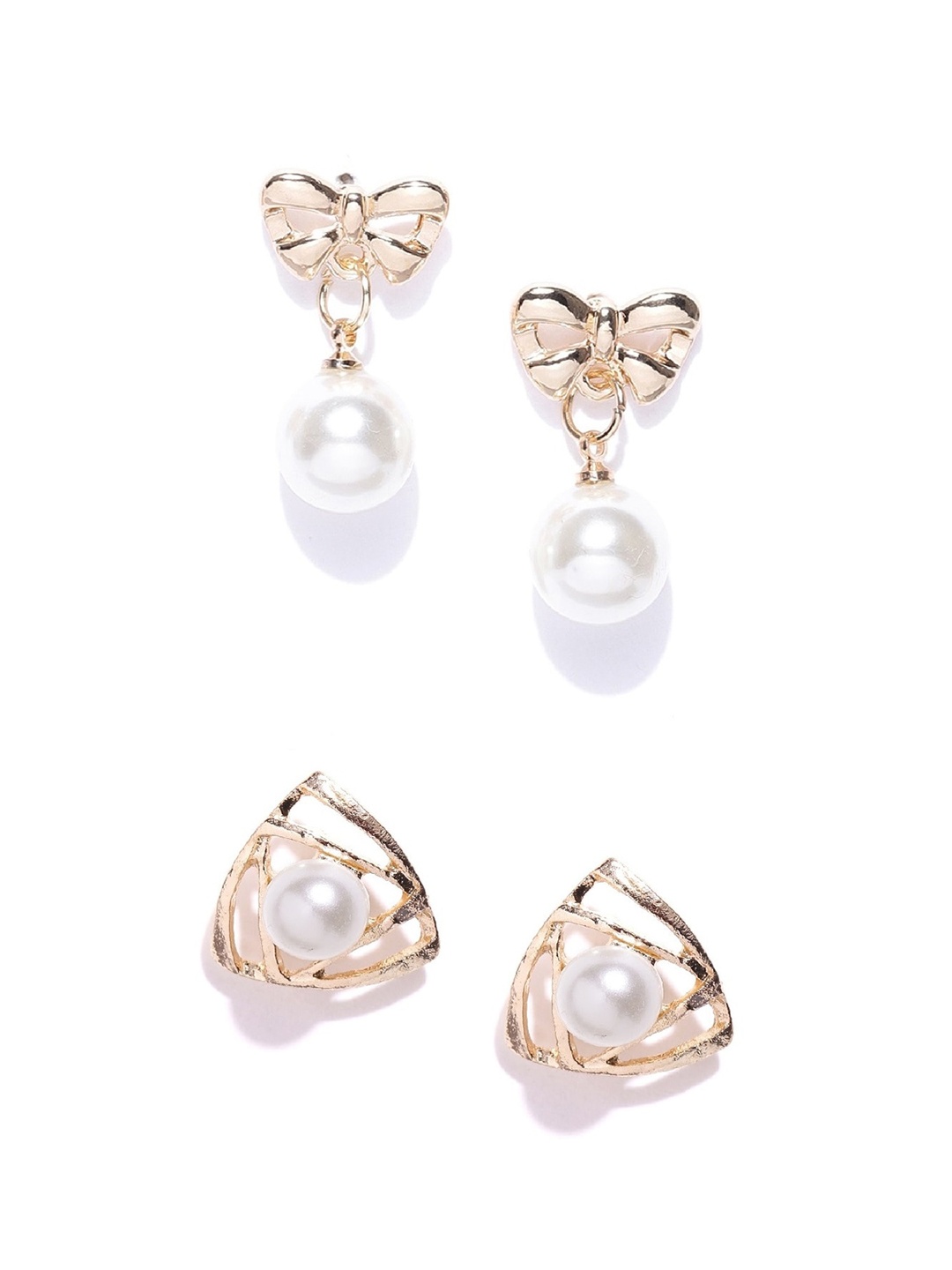 

OOMPH Set Of 2 Gold-Toned Geometric Drop Earrings